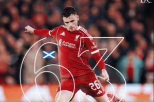 罗伯逊生涯63次在欧冠联赛登场，创苏格兰球员出场次数纪录