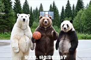 虽然知道是AI合成 但是看着三只熊打球还是挺有意思的