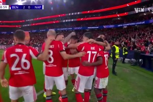 本菲卡2-0领先那不勒斯！里奥斯横传巴列罗巧妙脚后跟破门！